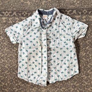 Gymboree Kids Toddler Cactus Print Button-Down Shirt White and Green 18-24 month